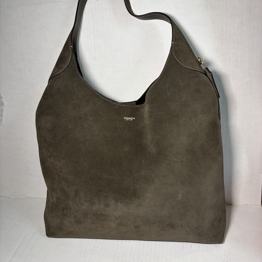 Coach Brooklyn Shoulder Bag 39 in Olive Green Suede & Leather